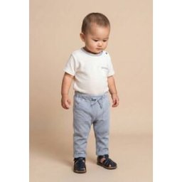 BOUT'CHOU Pantalon taille élastique uni en gaze de coton BIO GOTS 18 mois