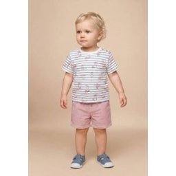 BOUT'CHOU Bermuda rayé en coton 36 mois
