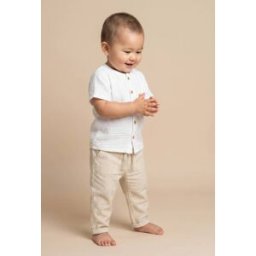 BOUT'CHOU Pantalon taille élastique rayé en coton BIO GOTS 12 mois
