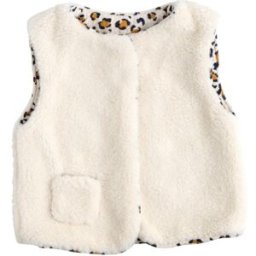 Sauthon Gilet sans manche bébé en sherpa et intérieur gaze de coton léopard