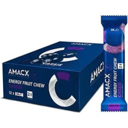 Amacx Boîte De Barres énergétiques à Mâcher Aux Fruits Cassis 38g 12 Unités