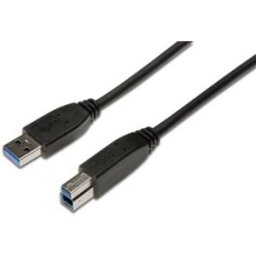 Digitus Câble USB USB 3.2 Gen1 USB-A mâle, USB-B mâle 1.80 m noir rond, blindage triple AK-300115-018-S