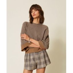 Twinset Pull cropped en laine et cachemire avec lurex