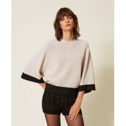 Twinset Pull cropped en laine et cachemire avec lurex