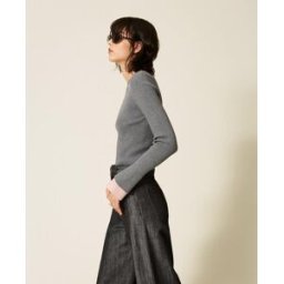 Actitude by Twinset Pull col montant avec détails contrastés