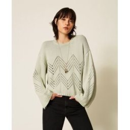Twinset Pull en laine mélangée avec motif à chevrons