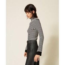 Actitude by Twinset Pull col montant rayé