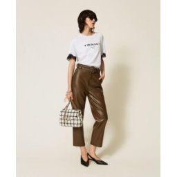 Twinset Pantalon effet cuir avec ceinture