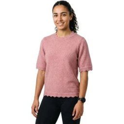 Vila Pull à Manches Courtes Nikolina Nostalgia Rose / Detail Melange M Femme