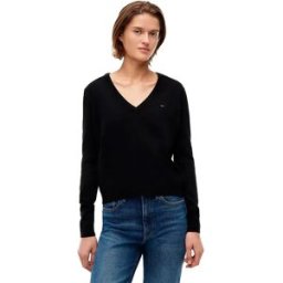 Tommy Jeans Pull à Col En V Dw0dw19888 Black S Femme