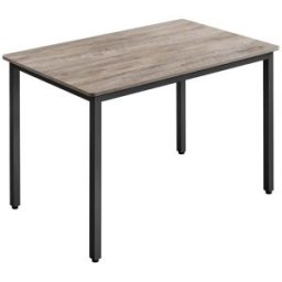 VASAGLE Table de bar 70 x 110 x 75 cm industriel, Grège Chiné + Noir Mat