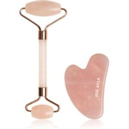 Zoë Ayla Rose Quartz Facial Roller And Gua Sha Tool Coffret cadeau visage