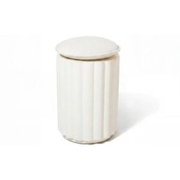 Tabouret de jardin rond en béton blanc antique et coussin en tissu bouclé blanc antique 33cm Daisy - Business & Pleasure