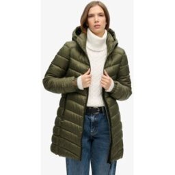 Superdry Femme Veste à Capuche Fuji Mid Vert Matelassée, Taille: 42 Taille: 42