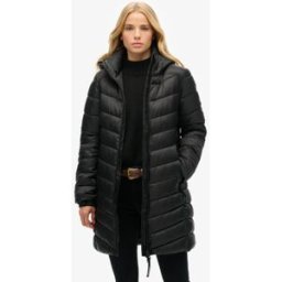 Superdry Dames Fuji Mid Veste Matelassée a Capuche Noir Matelassé, Taille: 40