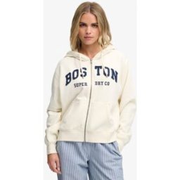 Superdry Femme Sweat à Capuche Zippé Court Athletic Essential Coupe Décontractée White Taille: 38