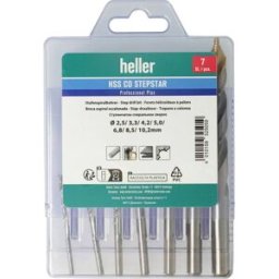 Heller 325059 HSS-Co Stepstar 7 tlg. HSS-Co Jeu de forets pour le métal DIN 338 1 set