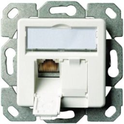 Prise réseau encastré insert avec plaque centrale CAT 6a 2 ports Telegärtner 100000007 blanc-alpin