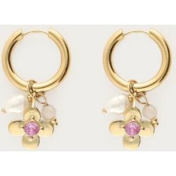 Boucles d'oreilles Botanical maxi avec fleur et strass rose My Jewellery Blanc/Rose/Doré One size femme