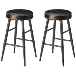VASAGLE EKHO Collection 2 tabouret de bar haut, Noir d'encre / Lot de 2 / 49,5 x 49,5 x 63 cm (P x L x H)