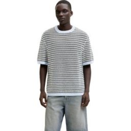 Jack & Jones Pull à Manches Courtes Carlo Cashmere Blue / Sea Salt/Odyssey Grey/Dusky Green/Black 2XL Homme