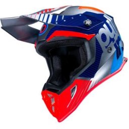 Casque cross RACE PULL-IN argenté/rouge/bleu