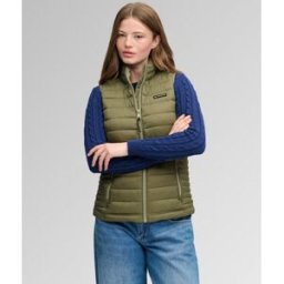 Superdry Femme Gilet Matelassé Fuji Lite Coupe Ajustée Vert Taille: 36