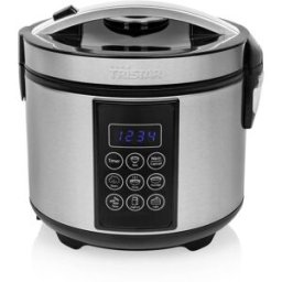 Tristar RK-6132 Cuiseur multifonction noir, acier inoxydable revêtement anti-adhésif, Écran LCD, avec verre doseur, fonction cuiseur de riz, fonction minuteur,
