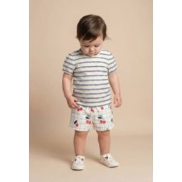 BOUT'CHOU Lot de 2 shorts un uni et un imprimé en coton BIO GOTS 18 mois