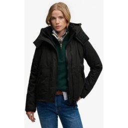 Superdry Femme Veste Coupe-vent Arctique à Capuche en Microfibre Black Taille: 40
