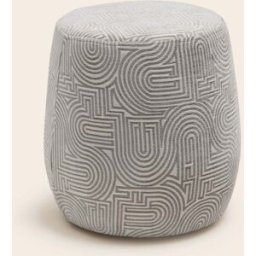 MADURA Pouf Leah Klark ivoire et taupe - ECRU Ø43xH45 cm