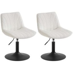 VASAGLE Tabouret de Coiffeuse Pivotant 360° avec Dossier, Blanc / Tissu Sherpa / 2