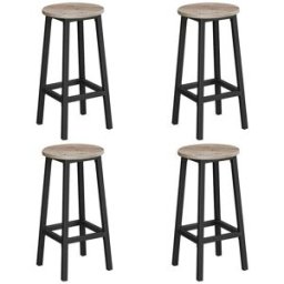 VASAGLE Tabouret haut industriel, Grège + Noir / Lot de 4