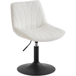 VASAGLE Tabouret de Coiffeuse Pivotant 360° avec Dossier, Blanc / Tissu Sherpa / 1