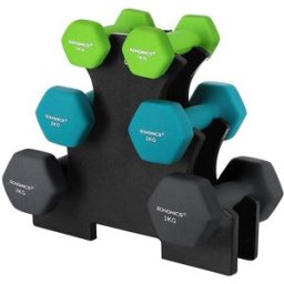 SONGMICS Kit Haltère musuclation vinyle, Vert Vif + Turquoise + Gris Foncé