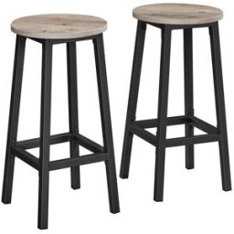 VASAGLE Tabouret haut industriel, Grège + Noir / Lot de 2