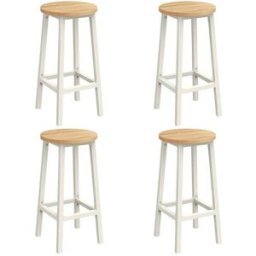 VASAGLE Tabouret haut industriel, Beige Chêne + Blanc / Lot de 4