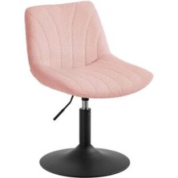 VASAGLE Tabouret de Coiffeuse Pivotant 360° avec Dossier, Rose bonbon / Tissu Sherpa / 1