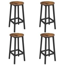 VASAGLE Tabouret haut industriel, Marron Rustique + Noir / Lot de 4