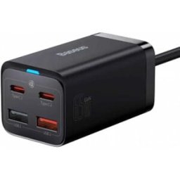 Baseus Gan3 Pro 2xusb-a 2xusb-c Avec Chargeur Mural Usb-c Usb-a Et Usb-c 3a 65w Black One Size unisex