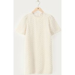 Robe à manches courtes blanche en jacquard effet duveteux My Jewellery Blanc L femme