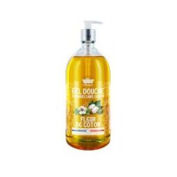 Les Petits Bains de Provence Gel Douche Surgras Fleur de Coton 1 L - Flacon-Pompe 1000 ml