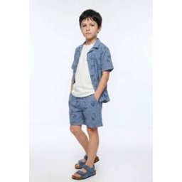 MONOPRIX Short élastiqué en seersucker imprimé en coton BIO GOTS 5 ans