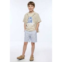 MONOPRIX Short élastiqué seersucker rayé en coton BIO GOTS 12 ans