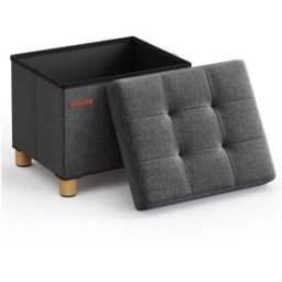 SONGMICS Pouf repose-pieds pliable, Gris Foncé