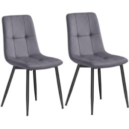 VASAGLE Chaises de Salle à Manger Modernes en Velours Rembourrées, Gris Ardoise / Lot de 2