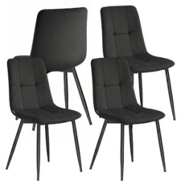 VASAGLE Chaises de Salle à Manger Modernes en Velours Rembourrées, Noir d'encre / Lot de 4