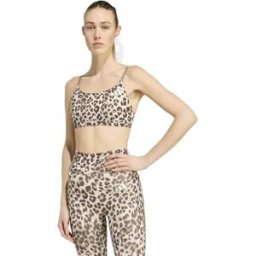 Adidas Soutien-gorge De Sport à Faible Impact Optime Essentials 3 Stripes Leopard Crystal Linen / Khaki Six / Dark Brown S