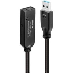 LINDY Câble USB USB 3.2 Gen1 USB-A mâle, USB-C® femelle 10.00 m noir 43376