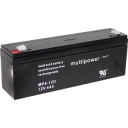 Batterie au plomb 12 V 4 Ah multipower MP4-12D plomb (AGM) (l x H x P) 195 x 76 x 47 mm cosses plates 4,8 mm sans entretien, auto-décharge réduite